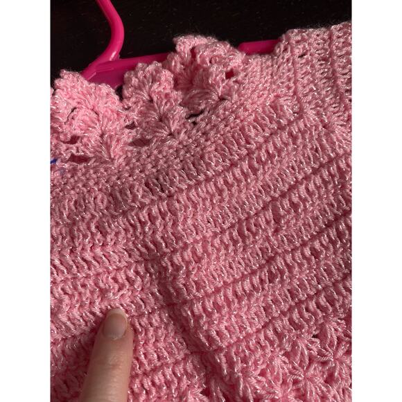 Handmade Pink Crocheted 9-12m Baby Cardigan Sweater - Picture 3 of 5